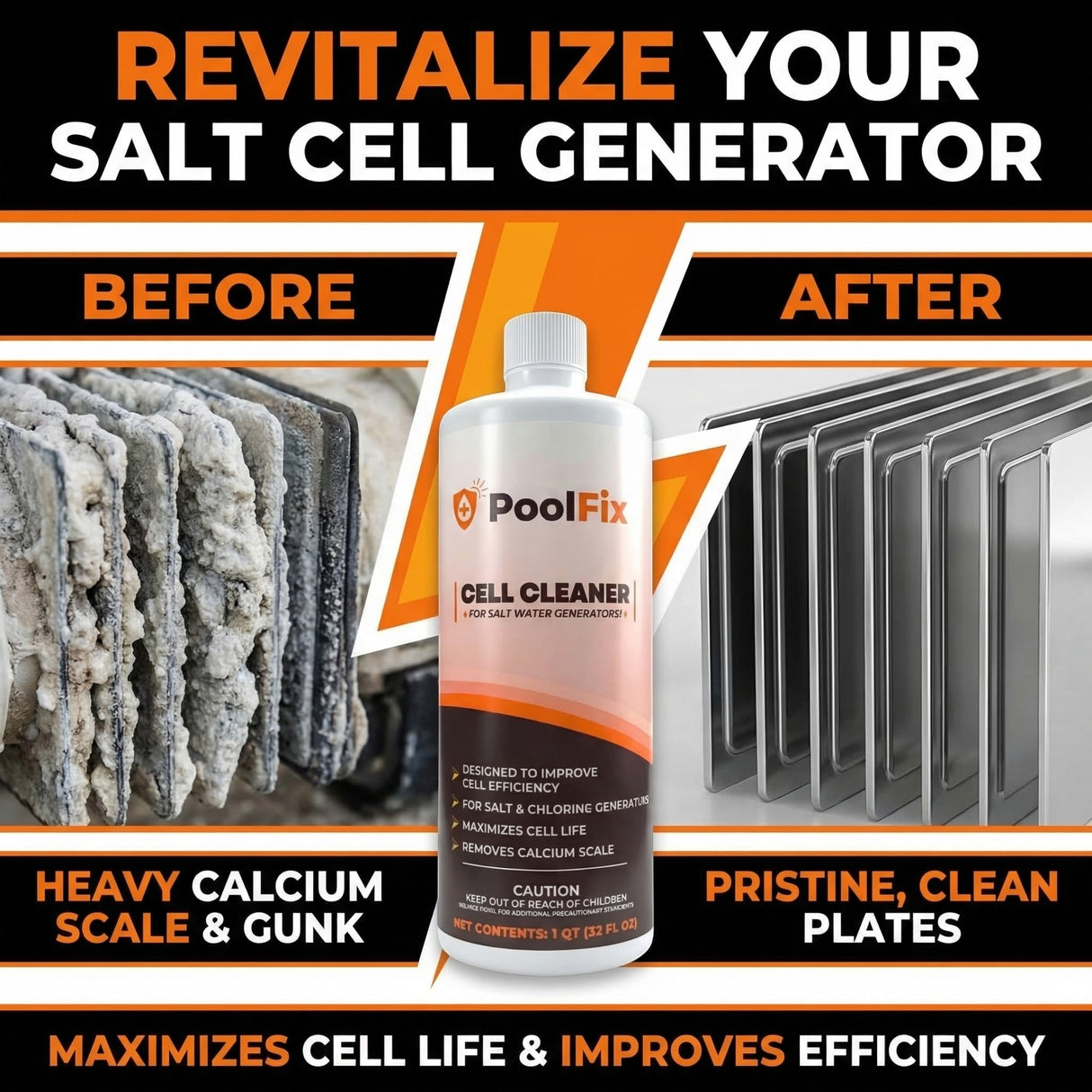 PoolFix Salt Cell Cleaner – Removes Scale & Buildup