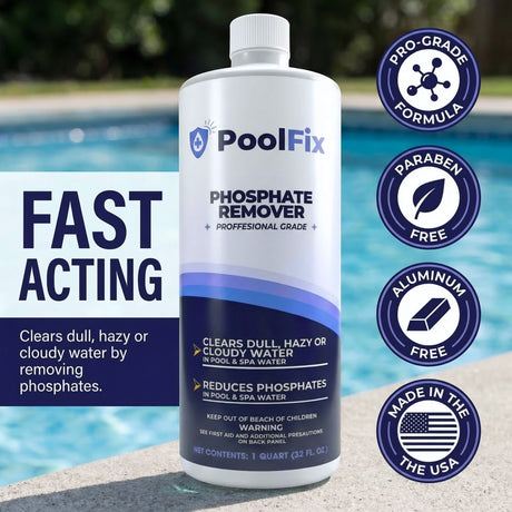 PoolFix Phosphate Remover – Reduces Phosphates for Clear Pool Water (1 Qt)