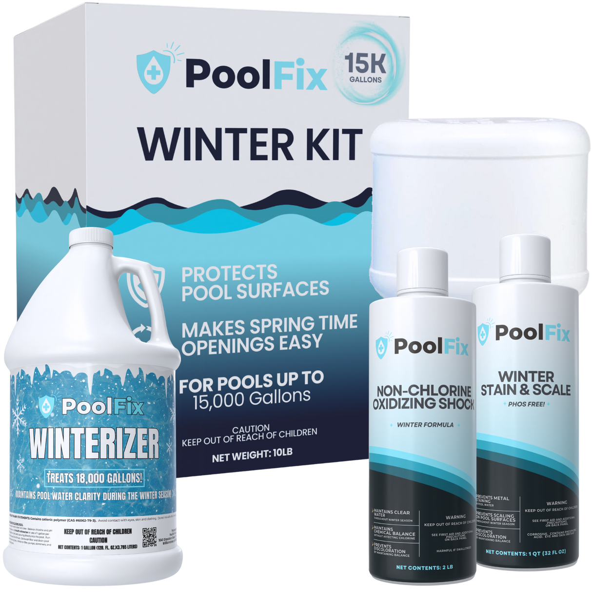 PoolFix Pool Closing Kit – Winterizing Chemicals for 15,000–30,000 Gallon Pools