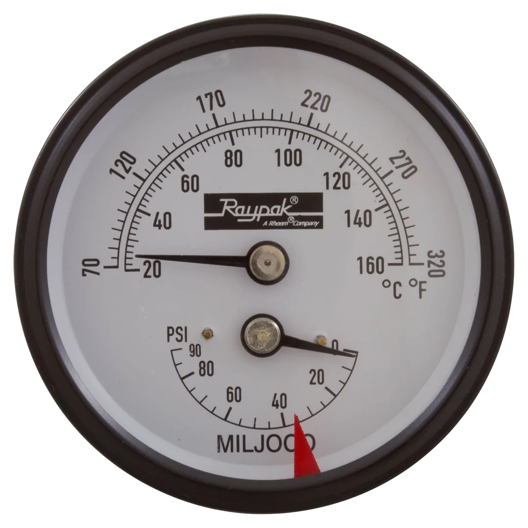 Raypak 007205F Temperature and Pressure Gauge for Pools and Spas