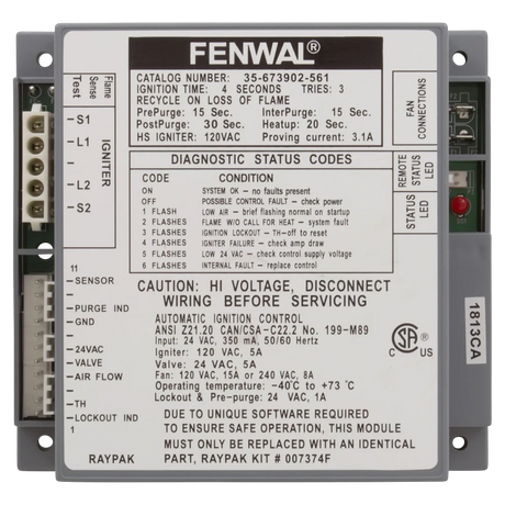 Raypak Ignition Control 007374F - Front