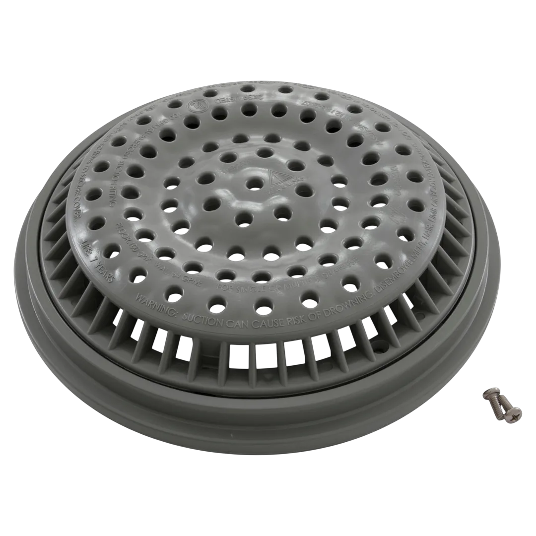 Waterway 8-inch Anti Vortex Drain Grate, Gray