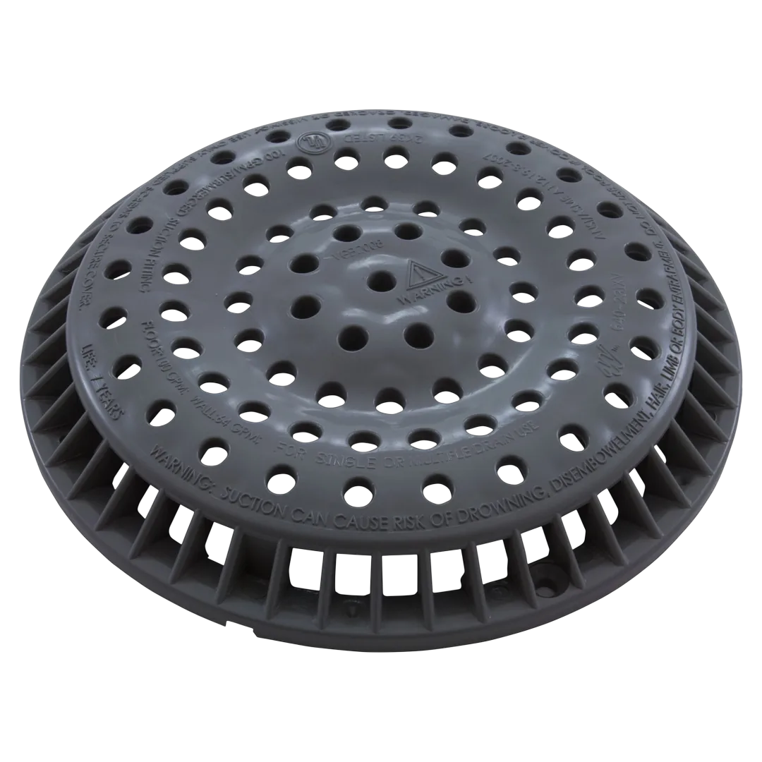 Waterway Main Drain Grate 8 inch Round Gray