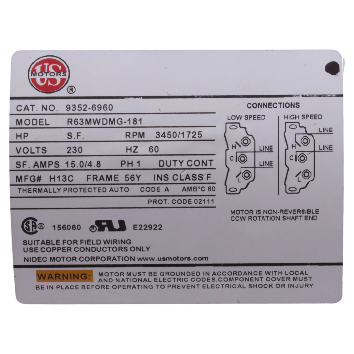 Aquaflo/Gecko XP2e 4.0HP 2-Speed Spa Pump (05340009-5040) — product label