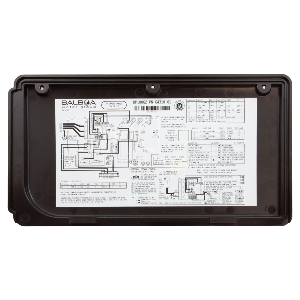 Balboa Water Group BP100G2 P1 P2 Control System (G6402-03) — parts diagram