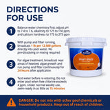 Directions for using pool chemical product with a container labeled 'BioGuard smart shock' on a white background.