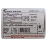 Century 1.5HP Full-Rate Pool Pump Motor (B2858) — product label