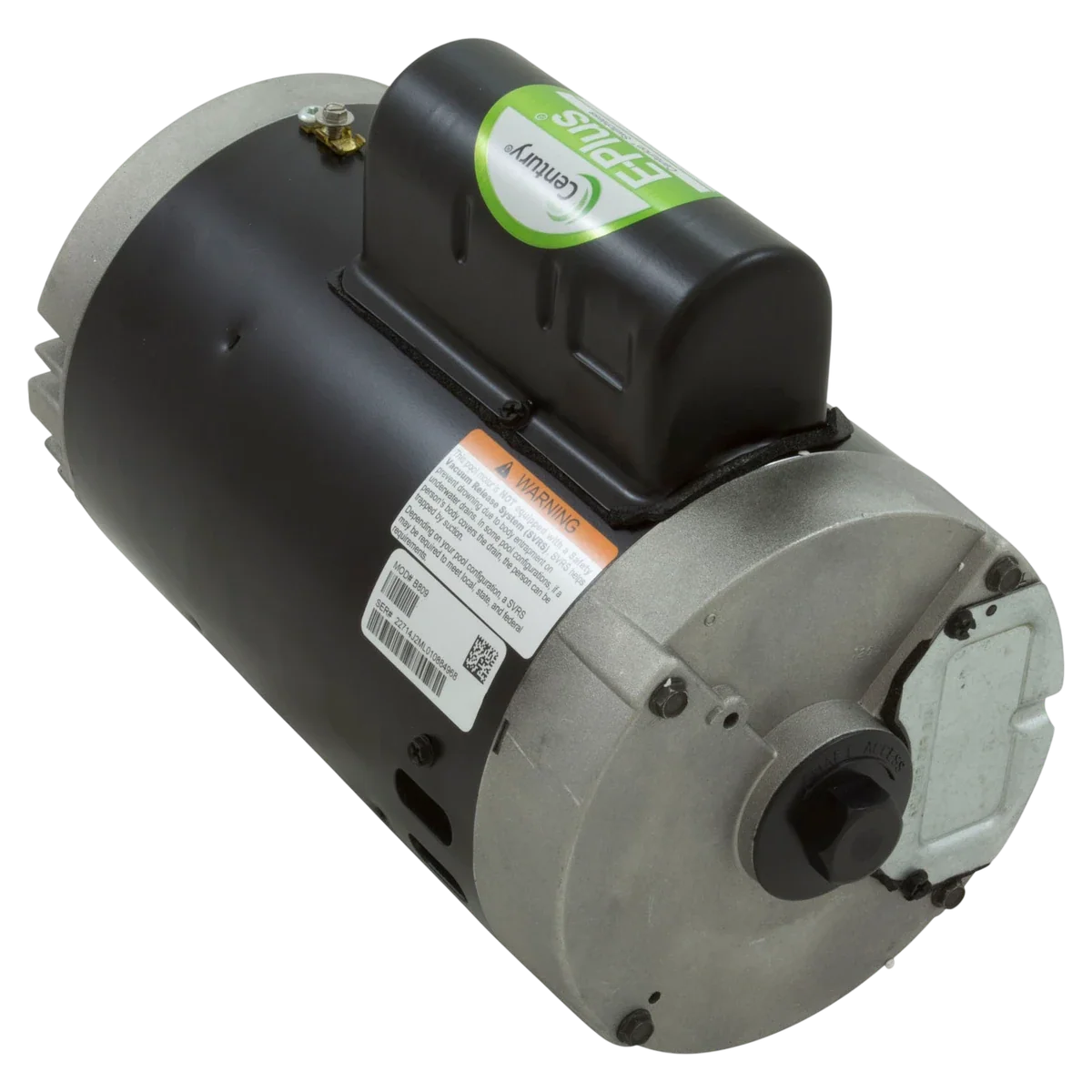 Century 2 HP Motor C-Face 56J Threaded Shaft (B809) — reverse view