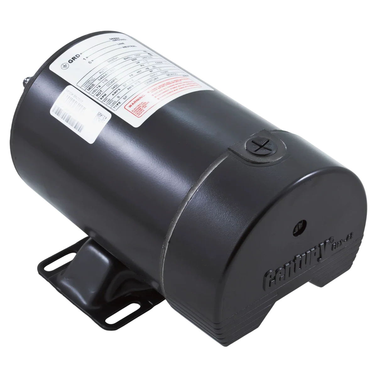 Century Thru-Bolt Pool Pump Motor 1HP 48Y Frame (BN25V1) — reverse view