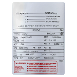 Century 1 HP 48Y 2-Speed Motor (BN37V1) — product label