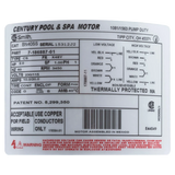 Century 48Y Thru-Bolt 2HP Pump Motor (BN40SS) — product label