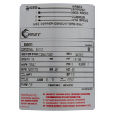 Century Flex-48 1.5 HP Thru-Bolt Motor (BN50V1) — product label