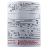 Century 1 HP 56J Threaded Pool Motor (CT1102) — product label