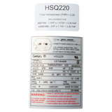 Century Centurion PRO Motor 2.20 THP 48Y (HSQ220) — product label