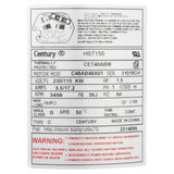 Century Centurion Pro Threaded Shaft Pump Motor (HST150) — product label
