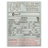 Century Pool Pump Motor Threaded Shaft 3/4HP 56J (ST1072) — product label