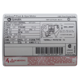 Century Pump Motor 3HP 1Ph 56J Frame (ST1302V1) — product label