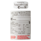 Century 1.5 HP Up-Rate Motor (UQC1152) — product label