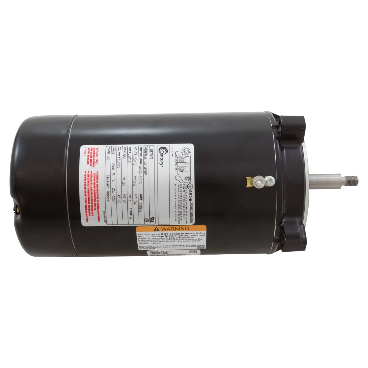Century 3/4 HP 56J Pump Motor (UST1072) — top view