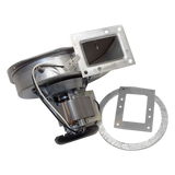 A Hayward combustion blower kit, including a metal body with wiring and mounting frames, isolated on a white background.