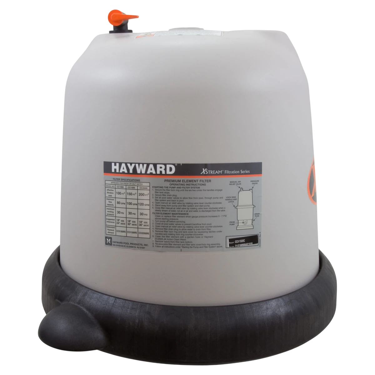 Hayward XStream Filter Lid w/ Lock Ring (CCX1500C) — side view
