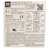 Hayward Super Pump TEFC Motor 1.5 HP (SPX2610Z1MTG) — product label
