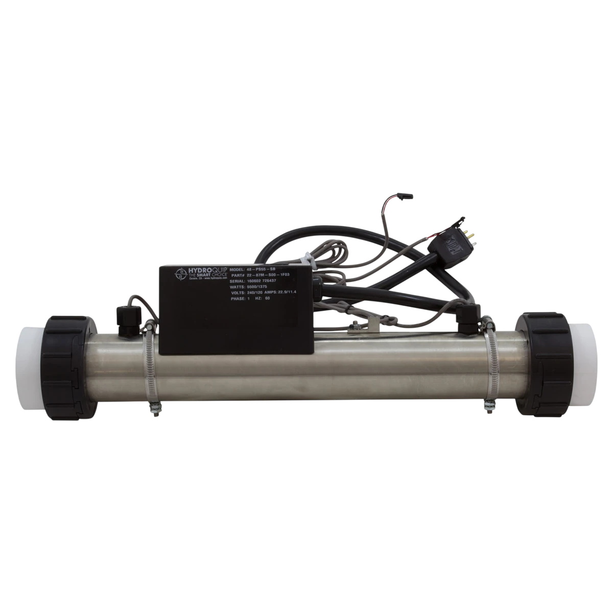 HYDROQUIP PS-B Series M7 FloThru Heater (48-PS55-SB) — front view