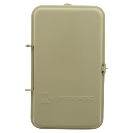 Intermatic T101R3, beige plastic enclosure with hinged door