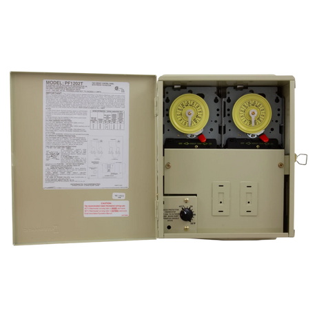 Intermatic PF1202T electrical timer box with two mechanical timers