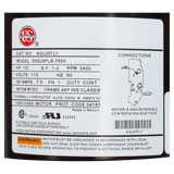 Nidec Motor Corp/US Motors 0.5HP 115V 1-Speed 48Y Pool Motor (AGL50FL1) — product label