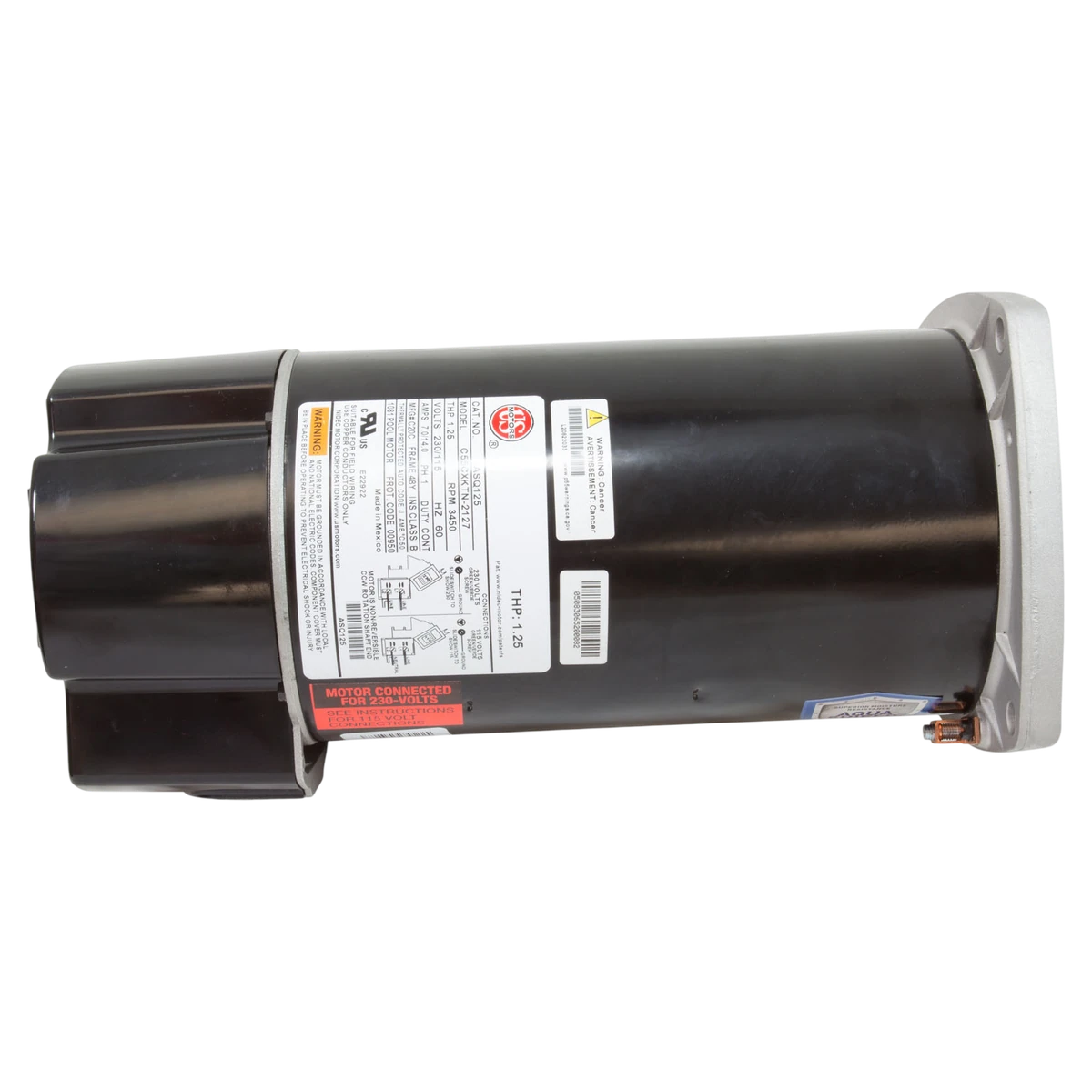 Nidec Motor Corp/US Motors 0.75HP SQFL 48Y Pump Motor (ASQ125) — top view