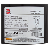 Nidec Motor Corp/US Motors Nidec/US Motors 2.5HP 48Y Thru-Bolt Motor (SPH25FL1) — product label