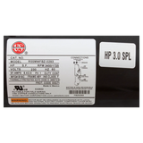 Nidec Motor Corp/US Motors 3.0 HP 2-Speed 48Y Frame Motor (SPH30FL2S) — product label