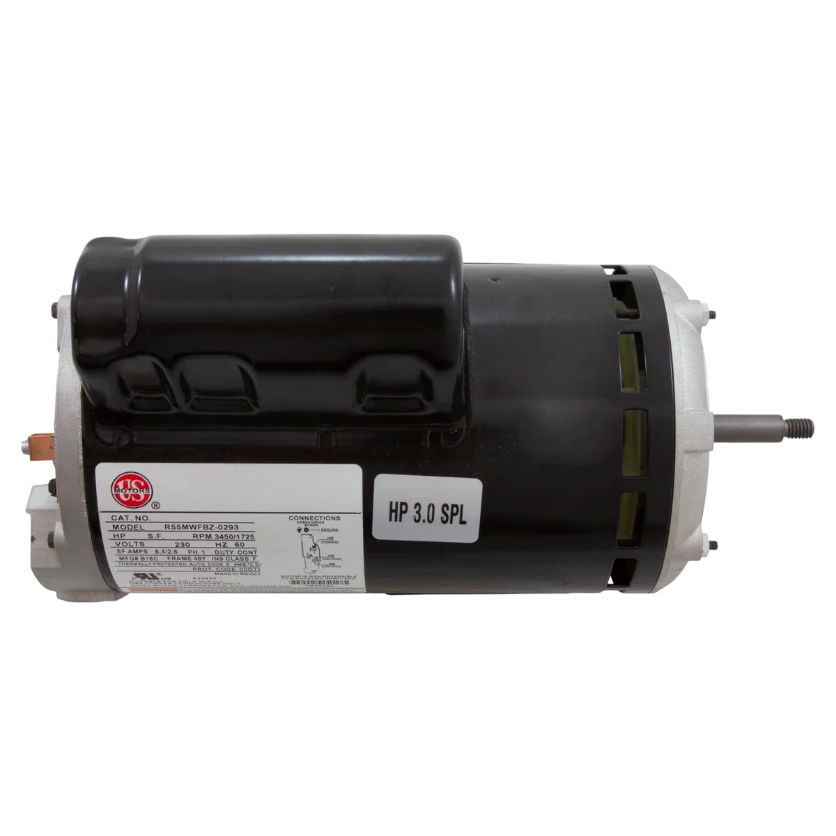 Nidec Motor Corp/US Motors 3.0 HP 2-Speed 48Y Frame Motor (SPH30FL2S) — top view