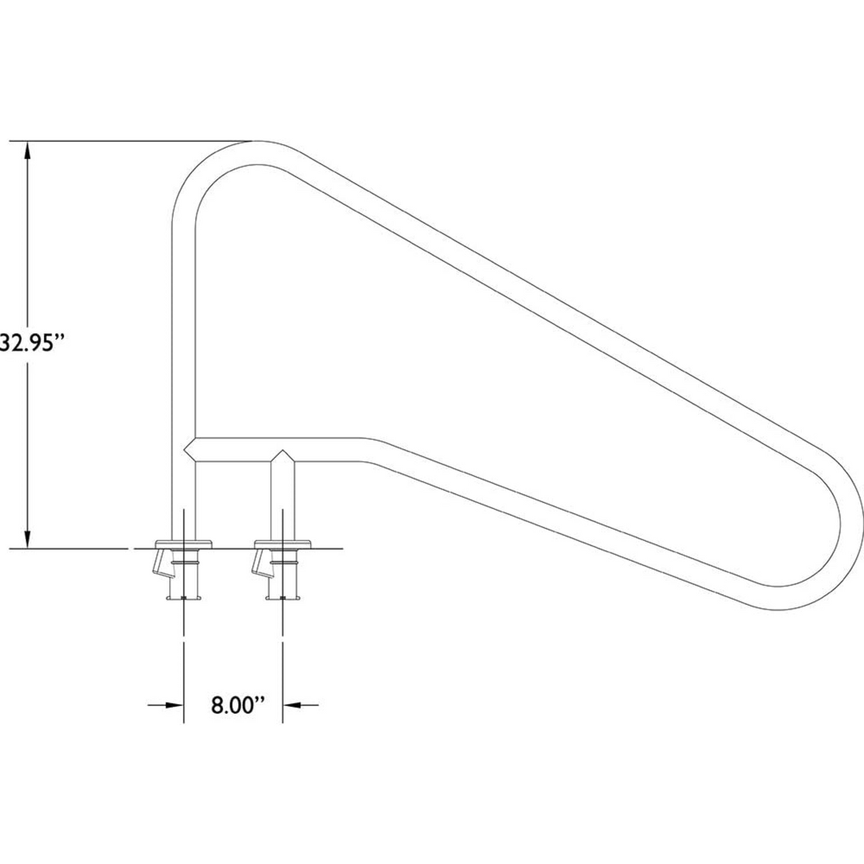 S.R. Smith 54" Stainless Steel 3-Bend Deck Railing for Swimming Pools