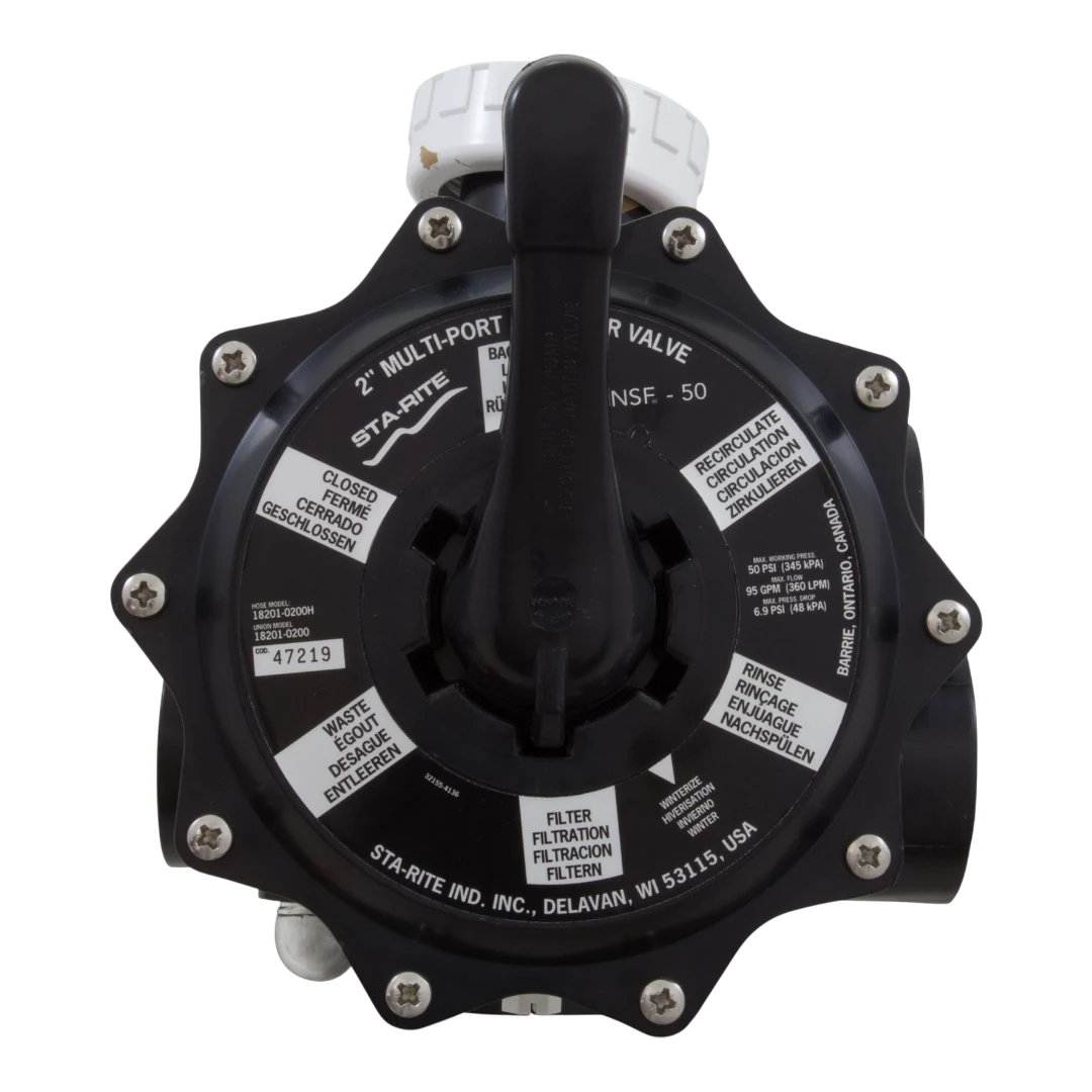 Sta-Rite Multiport Filter Valve 18201-0200 features six-position operation for easy pool maintenance.