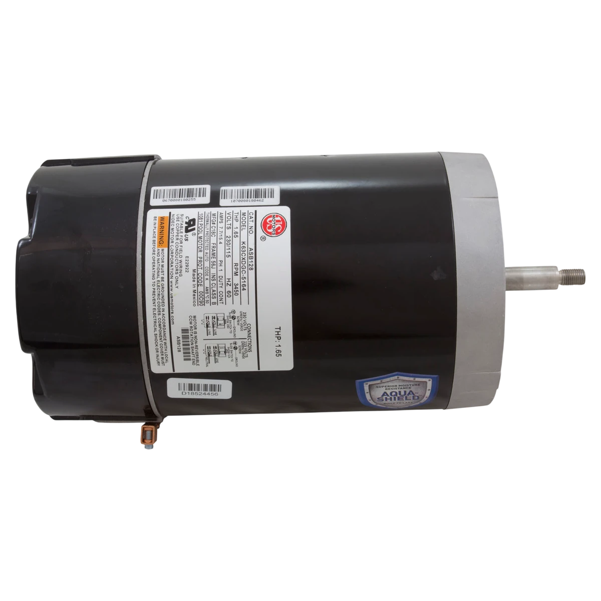 US Motors C-Flange Pump Motor 1HP 115/230V 56J (ASB128) — top view