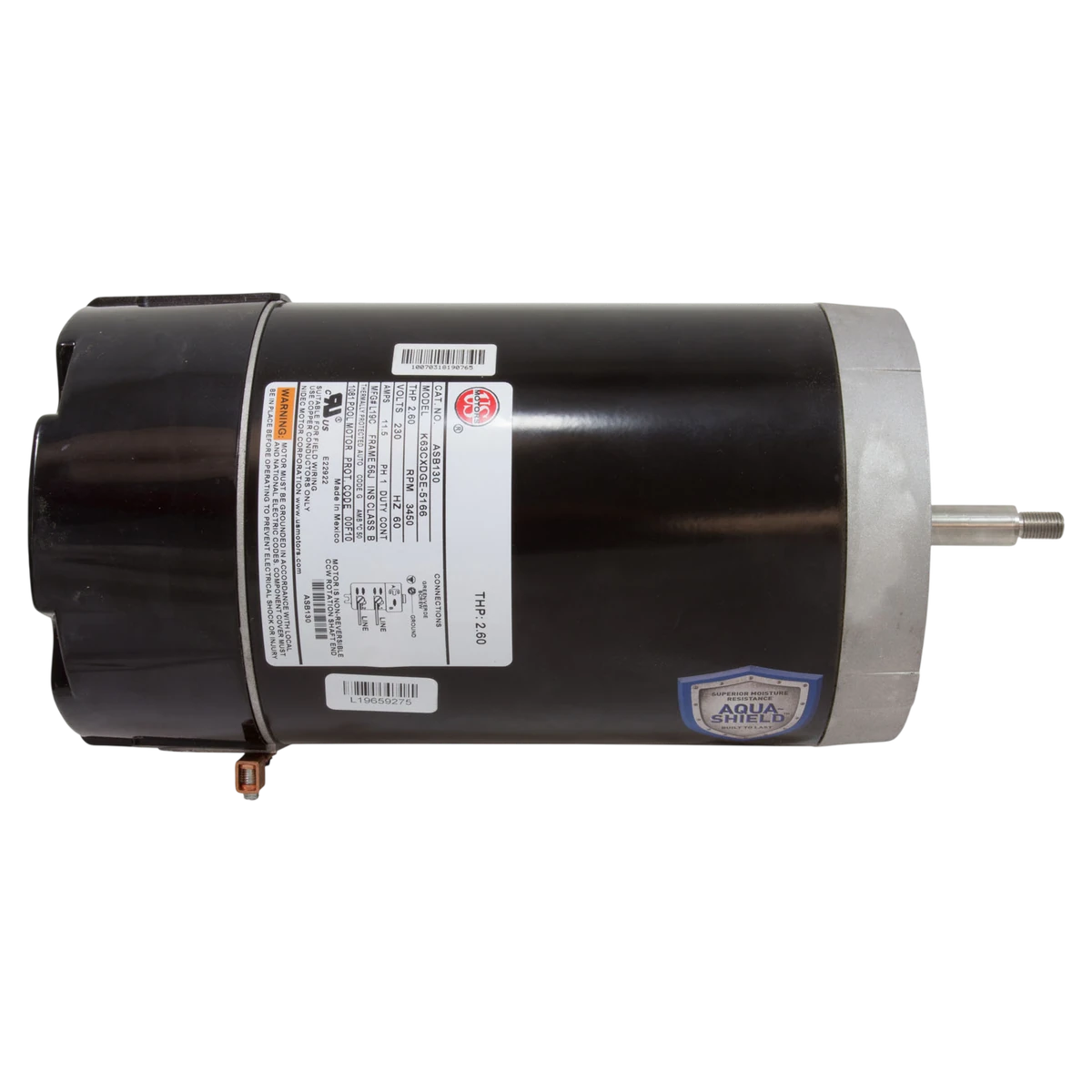 US Motors Aqua-Shield C-Face Pump Motor (ASB130) — top view