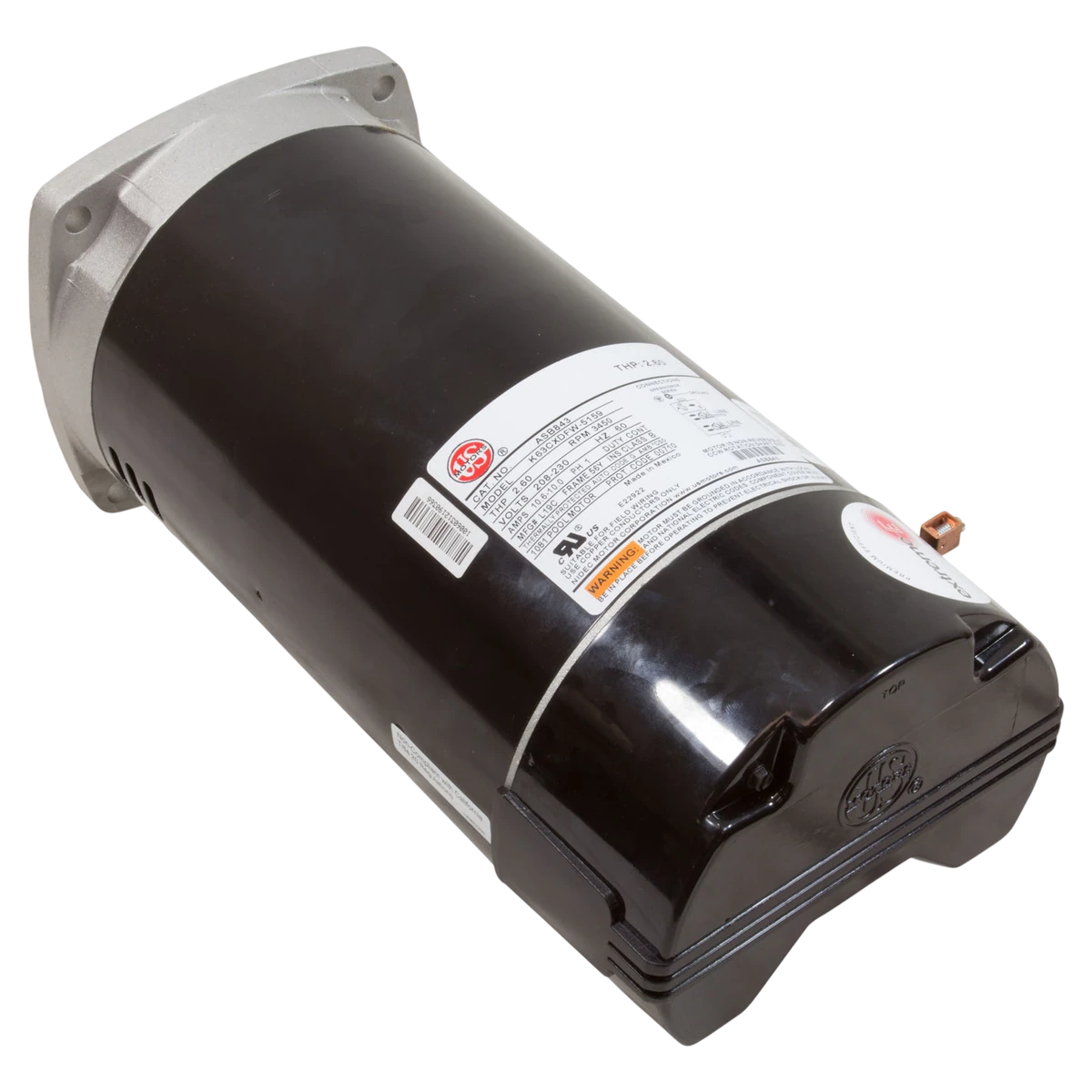 US Motors Aqua-Shield Pump Motor 2 hp 56Y Square Flange (ASB843) — reverse view