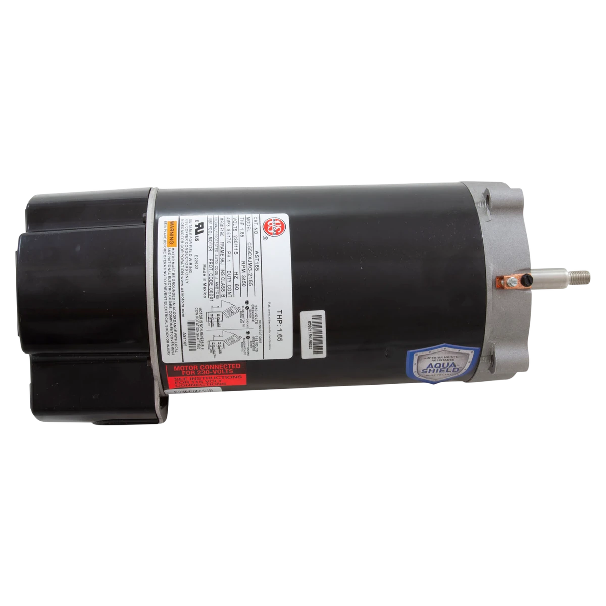 US Motors Aqua-Shield Pump Motor 1.65 THP C-Flange (AST165) — top view