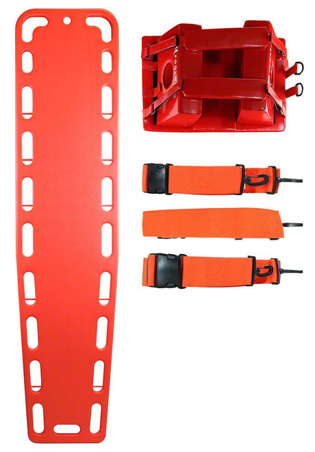 Backboard/Spineboard With Straps and Head Immobilizer - Orange Combo (NJ Compliant) - EZ Pools